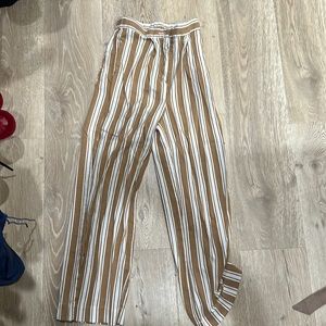 Pinstriped linen fabric pants